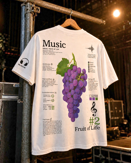 Music grapes graphic tee, Fruits of Life collection