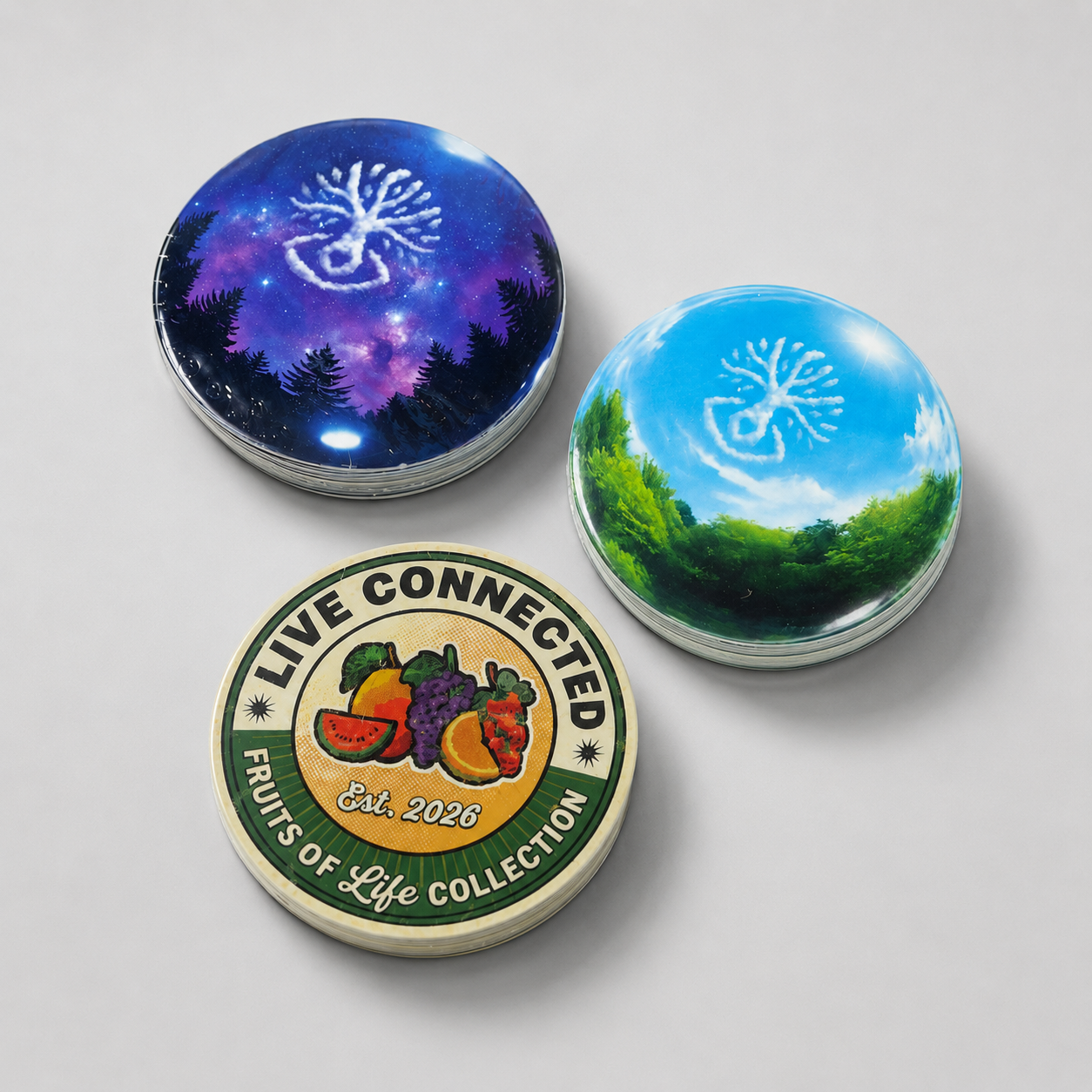 Connected Sticker Pack — set of three stickers